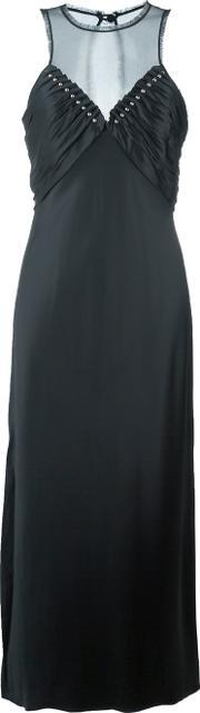Sheer Detail Stud Slip Dress Women Cottonpolyesteracetateviscose 6, Women's, Black