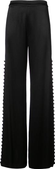 Buttoned Side Wide Leg Trousers 