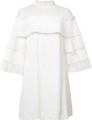 Tiered Sleeve Mini Dress Women Polyesterspandexelastaneviscose Xs, Women's, White