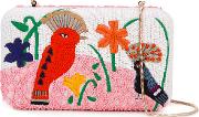 Alice Olivia Bird Embroidered Clutch Women Cottonpvc One Size, Pinkpurple 