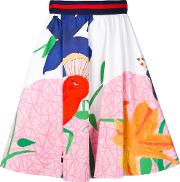 Alice Olivia High Waisted Printed Pleated Skirt Women Cottonspandexelastane 4 