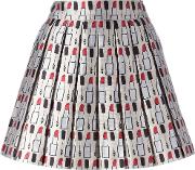 Alice Olivia Makeup Pattern Pleated Skirt 