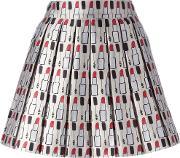 Alice Olivia Makeup Pattern Pleated Skirt Women Polyesterspandexelastane 6, Women's 