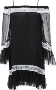 Alice Olivia Off Shoulder Tunic Dress Women Silk 0, Black 