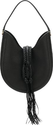 Braided Strap Shoulder Bag Women Calf Leather One Size, Black