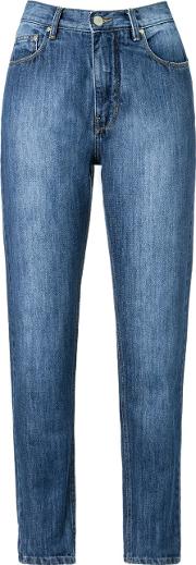 High Waist Straight Jeans Women Cotton 40, Blue