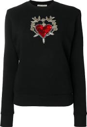 Embellished Heart And Dagger Sweatshirt Women Cottonpolyesterviscoseglass