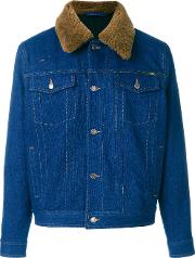 Denim Jacket With Shearling Collar 