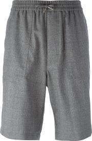 Elasticated Waist Bermuda Shorts Men Wool 36, Grey