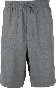 Elasticated Waist Bermuda Shorts Men Wool 38, Grey