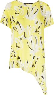 Abstract Print Asymmetric Shirt Women Viscose 42, Yelloworange
