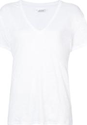 Anine Bing V Neck Lightweight T Shirt Women Linenflax M, White 