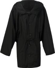 Hooded Trench Coat Men Polyesterwool S, Black