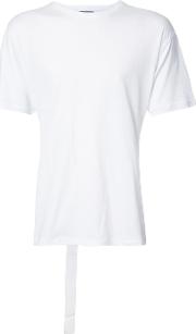Rear Belt T Shirt Men Cotton S, White