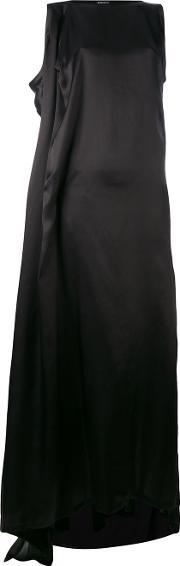 Satin Sleeveless Asymmetric Dress Women Silk 38, Women's, Black