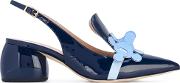 Sling Back Pointy Pumps Women Leatherpatent Leather 36, Blue