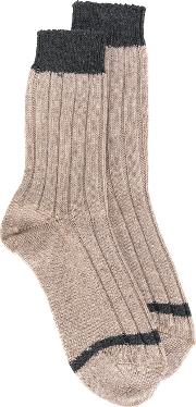 Ribbed Knit Socks Women Polyamideviscosecashmeremerino  Nudeneutrals