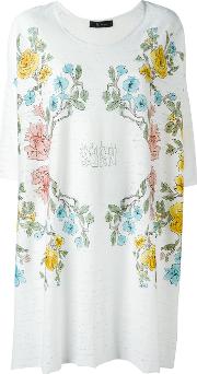 Floral Print T Shirt Women Cotton One Size, White
