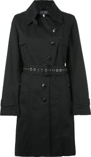 Double Breasted Trench Coat Women Cottonpolyesterwool 40, Black