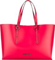 Logo Plaque Shopping Bag Women Polyurethane One Size, Red