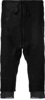 Army Of Me Cropped Raw Edged Trousers Men Cottonpolyurethane 32, Black 