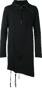 Asymmetric Hooded Coat Men Cotton M, Black