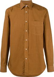 Button Up Shirt Men Cotton 41, Brown