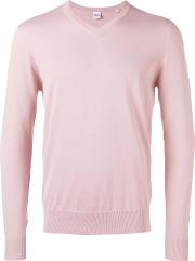 V Neck Sweater Men Cotton 48, Pinkpurple