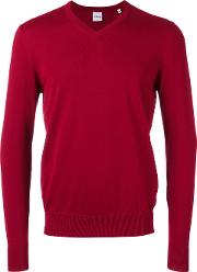 V Neck Sweater Men Cotton 56, Red