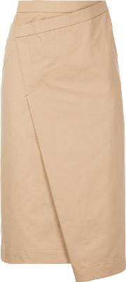 Astraet Wrap Pencil Skirt Women Cotton 2, Brown 