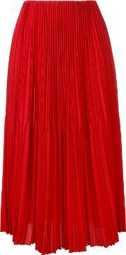 Midi Pleated Skirt Women Polyester 0, Women's, Red