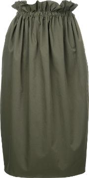 Midi Straight Skirt Women Polyester 0, Green