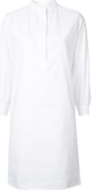 Mandarin Neck Shirt Dress Women Cottonlinenflax 1, White