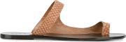 Python Effect Leather Dina Sandals Women Leather 36, Brown
