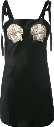 Shell Embroidered Dress Women Acetateviscosepvcglass 3, Black