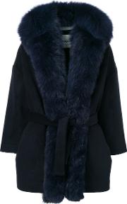 Ava Adore Belted Coat Women Fox Furpolyesteracryliccashmere 38, Blue 