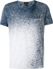 Paint Effect T Shirt Men Cotton Xl, Blue