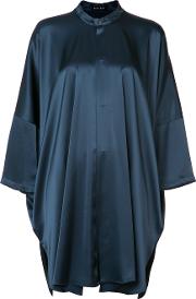 Mandarin Neck Tunic Shirt Women Polyethylenetriacetate One Size, Blue