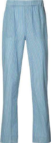 Striped Trousers Men Cottonlinenflaxrayon 0, Blue