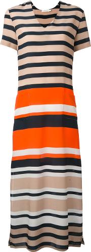 Striped Dress Women Silk 42, Women's, Nudeneutrals