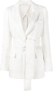 Long Belted Jacket Women Linenflaxnylonspandexelastane 40, White