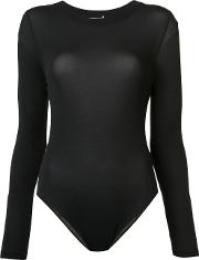 Long Sleeve Bodysuit Women Polyamidespandexelastane L, Black