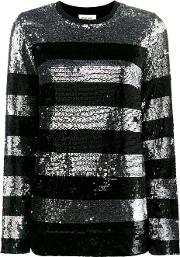 Metallic Striped Sequin Blouse 