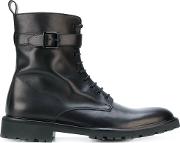 Belstaff Lace Up Buckle Boots Men Leatherrubber 42, Black 