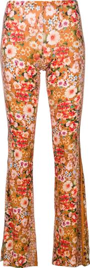 Floral Print Flared Trousers 