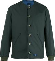 Buttoned Bomber Jacket Men Cottonpolyester M, Green