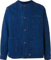 Multi Pockets Shirt Jacket Men Cotton L, Blue