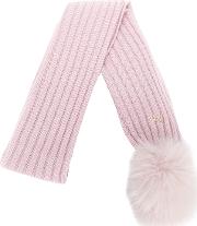 Blugirl Pompom Knitted Scarf Women Fox Furnylonviscosewool One Size, Pinkpurple 