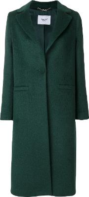 Blugirl Single Button Midi Coat Women Cottonacrylicpolyamidewool 44, Green 