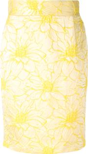 Embellished Pencil Skirt Women Cottonacrylicpolyesteracetate 46, Yelloworange